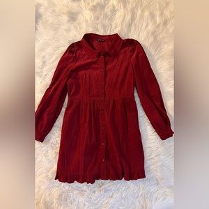 Very J. Burgundy long sleeve button babydoll dress size: M